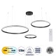 GloboStar® DIAMOND TRIO 61144 Κρεμαστό Φωτιστικό Δαχτυλίδι-Κύκλος LED CCT 120W 14723lm 360° AC 220-240V - Εναλλαγή Φωτισμού μέσω Τηλεχειριστηρίου All In One Ψυχρό 6000k+Φυσικό 4500k+Θερμό 2700k Dimmable Φ40+60+80cm - Μαύρο - 3 Years Warranty