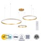 GloboStar® DIAMOND TRIO 61145 Κρεμαστό Φωτιστικό Δαχτυλίδι-Κύκλος LED CCT 120W 14723lm 360° AC 220-240V - Εναλλαγή Φωτισμού μέσω Τηλεχειριστηρίου All In One Ψυχρό 6000k+Φυσικό 4500k+Θερμό 2700k Dimmable Φ40+60+80cm - Χρυσό Βούρτσας - 3 Years Warranty