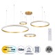 GloboStar® DIAMOND TETRA 61149 Κρεμαστό Φωτιστικό Δαχτυλίδι-Κύκλος LED CCT 150W 18379lm 360° AC 220-240V - Εναλλαγή Φωτισμού μέσω Τηλεχειριστηρίου All In One Ψυχρό 6000k+Φυσικό 4500k+Θερμό 2700k Dimmable Φ25+40+60+80cm - Χρυσό Βούρτσας - 3 Years Warranty