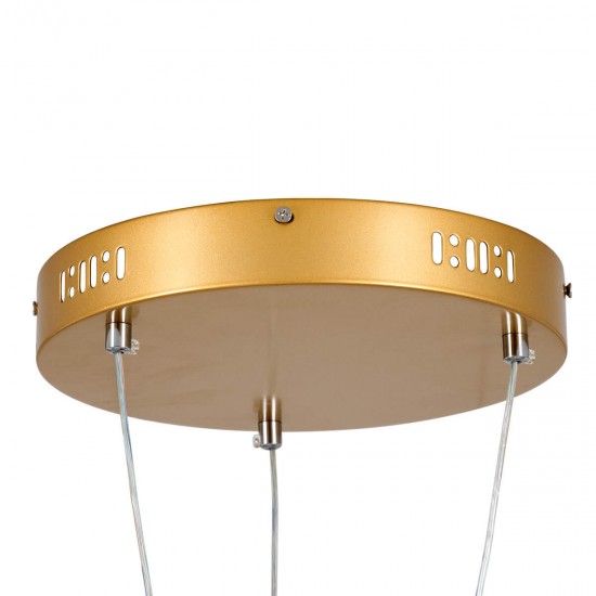 GloboStar® DIAMOND TETRA 61149 Κρεμαστό Φωτιστικό Δαχτυλίδι-Κύκλος LED CCT 150W 18379lm 360° AC 220-240V - Εναλλαγή Φωτισμού μέσω Τηλεχειριστηρίου All In One Ψυχρό 6000k+Φυσικό 4500k+Θερμό 2700k Dimmable Φ25+40+60+80cm - Χρυσό Βούρτσας - 3 Years Warranty