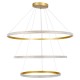 GloboStar® DIAMOND TRIO 61141 Κρεμαστό Φωτιστικό Δαχτυλίδι-Κύκλος LED CCT 150W 18379lm 360° AC 220-240V - Εναλλαγή Φωτισμού μέσω Τηλεχειριστηρίου All In One Ψυχρό 6000k+Φυσικό 4500k+Θερμό 2700k Dimmable Φ60+80+100cm - Χρυσό Βούρτσας - 3 Years Warranty
