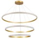 GloboStar® DIAMOND TRIO 61141-DECO Κρεμαστό Φωτιστικό Δαχτυλίδι-Κύκλος LED CCT 150W 18379lm 360° AC 220-240V - Εναλλαγή Φωτισμού μέσω Τηλεχειριστηρίου All In One Ψυχρό 6000k+Φυσικό 4500k+Θερμό 2700k Dimmable Φ60+80+100cm - Χρυσό Βούρτσας - 3 Years Warrant