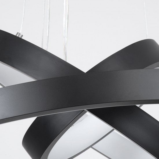 GloboStar® NEMESIS TRIO 61167-DECO Κρεμαστό Φωτιστικό Δαχτυλίδι-Κύκλος LED CCT 100W 12123lm 360° AC 220-240V - Εναλλαγή Φωτισμού μέσω Τηλεχειριστηρίου All In One Ψυχρό 6000k+Φυσικό 4500k+Θερμό 2700k Dimmable Φ25+40+60cm - Μαύρο - 3 Years Warranty