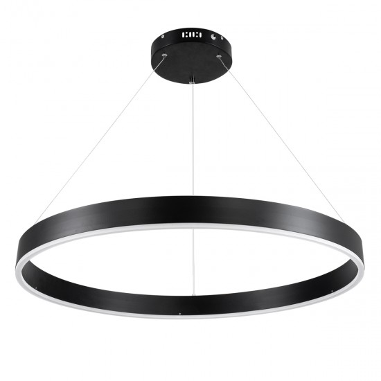GloboStar® VENOM 61179 Κρεμαστό Φωτιστικό Δαχτυλίδι-Κύκλος LED CCT 67W 7863lm 120° AC 220-240V - Εναλλαγή Φωτισμού μέσω Τηλεχειριστηρίου All In One Ψυχρό 6000K+Φυσικό 4500K+Θερμό 2700K Dimmable Φ80cm - Μαύρο - 3 Years Warranty