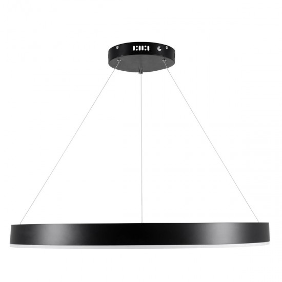 GloboStar® VENOM 61179 Κρεμαστό Φωτιστικό Δαχτυλίδι-Κύκλος LED CCT 67W 7863lm 120° AC 220-240V - Εναλλαγή Φωτισμού μέσω Τηλεχειριστηρίου All In One Ψυχρό 6000K+Φυσικό 4500K+Θερμό 2700K Dimmable Φ80cm - Μαύρο - 3 Years Warranty