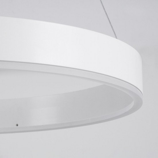 GloboStar® VENOM 61180 Κρεμαστό Φωτιστικό Δαχτυλίδι-Κύκλος LED CCT 67W 7863lm 120° AC 220-240V - Εναλλαγή Φωτισμού μέσω Τηλεχειριστηρίου All In One Ψυχρό 6000K+Φυσικό 4500K+Θερμό 2700K Dimmable Φ80cm - Λευκό - 3 Years Warranty