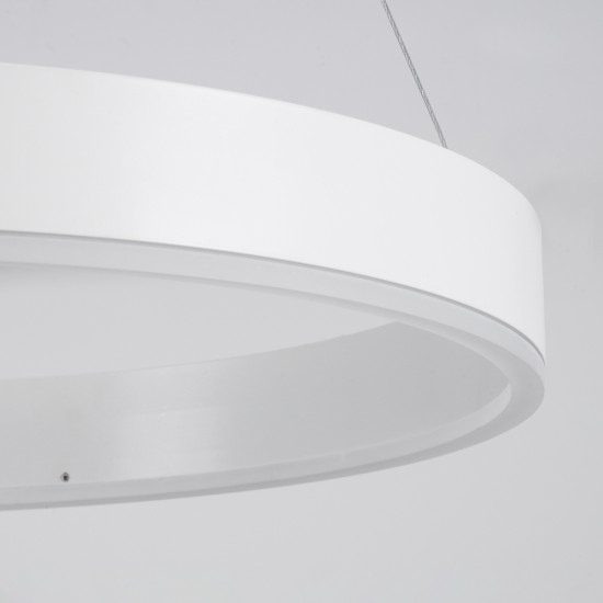 GloboStar® VENOM 61183 Κρεμαστό Φωτιστικό Δαχτυλίδι-Κύκλος LED CCT 75W 8818lm 120° AC 220-240V - Εναλλαγή Φωτισμού μέσω Τηλεχειριστηρίου All In One Ψυχρό 6000K+Φυσικό 4500K+Θερμό 2700K Dimmable Φ100cm - Λευκό - 3 Years Warranty