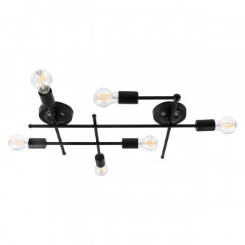 GloboStar® PIPING 00664-1 Vintage Industrial Φωτιστικό Οροφής Πολύφωτο Μαύρο Μεταλλικό Πλέγμα Μ66 x Π9.5 x Υ49cm