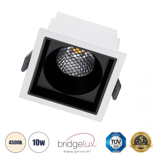 GloboStar® PLUTO-M 60270 Χωνευτό LED Spot Downlight TrimLess Μ8.4xΠ8.4cm 10W 1300lm 38° AC 220-240V IP20 Μ8.4 x Π8.4 x Υ5.9cm - Τετράγωνο - Λευκό με Μαύρο Κάτοπτρο & Anti-Glare HoneyComb - Φυσικό Λευκό 4500K - Bridgelux COB - 5 Years Warranty GloboStar® PLUTO-M 60270 Χωνευτό LED Spot Downlight TrimLess Μ8.4xΠ8.4cm 10W 1300lm 38° AC 220-240V IP20 Μ8.4 x Π8.4 x Υ5.9cm - Τετράγωνο - Λευκό με Μαύρο Κάτοπτρο & Anti-Glare HoneyComb - Φυσικό Λευκό 4500K - Bridgelux COB - 5 Years Warranty