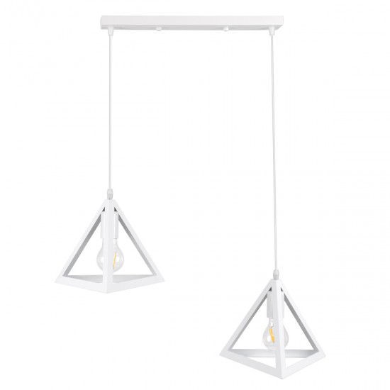 GloboStar® TRIANGLE 00612 Μοντέρνο Κρεμαστό Φωτιστικό Οροφής Δίφωτο 2 x E27 Λευκό Μεταλλικό Πλέγμα Μ60 x Π22 x Y130cm GloboStar® TRIANGLE 00612 Μοντέρνο Κρεμαστό Φωτιστικό Οροφής Δίφωτο 2 x E27 Λευκό Μεταλλικό Πλέγμα Μ60 x Π22 x Y130cm