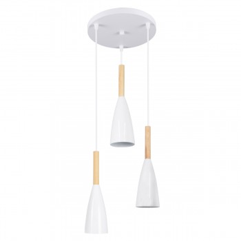 GloboStar® DILLON 00627 Μοντέρνο Κρεμαστό Φωτιστικό Οροφής Τρίφωτο 3 x E27 Λευκό Μεταλλικό Καμπάνα Φ26 x Υ130cm