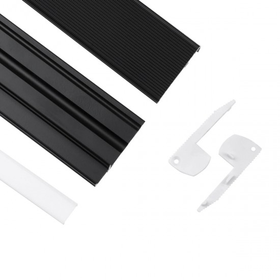 GloboStar® 70841-2M Προφίλ Αλουμινίου για Σκαλοπάτια Μαύρο με Λευκό Οπάλ Κάλυμμα για 1 Σειρά Ταινίας LED Πατητό - Press On 2 Μέτρα