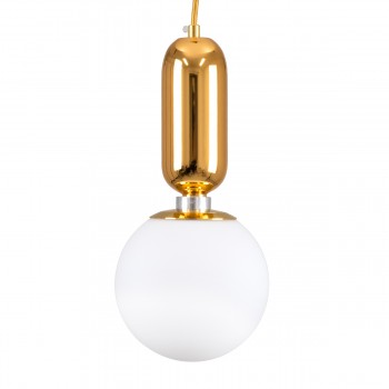 GloboStar® MAVERICK 00943 Μοντέρνο Κρεμαστό Φωτιστικό Οροφής Μονόφωτο 1 x E27 Χρυσό Μεταλλικό Γυάλινο Μπάλα Φ15 x Υ15cm
