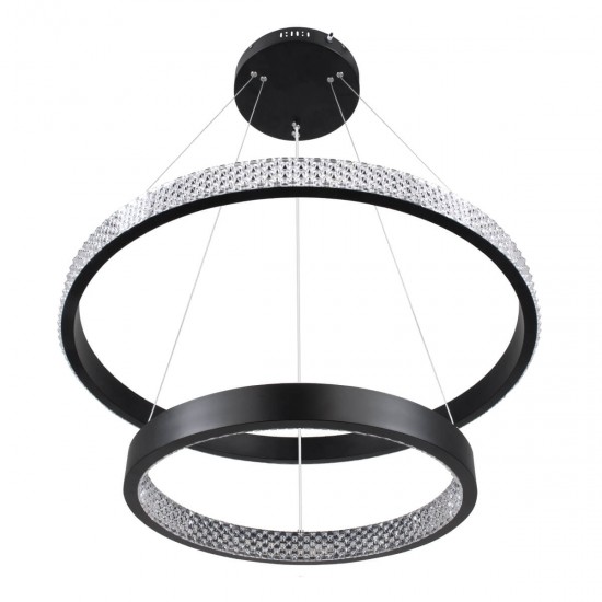 GloboStar® DIAMOND DUO 61150-DECO Κρεμαστό Φωτιστικό Δαχτυλίδι-Κύκλος LED CCT 75W 8743lm 360° AC 220-240V - Εναλλαγή Φωτισμού μέσω Τηλεχειριστηρίου All In One Ψυχρό 6000k+Φυσικό 4500k+Θερμό 2700k Dimmable Φ40+60cm - Μαύρο - 3 Years Warranty
