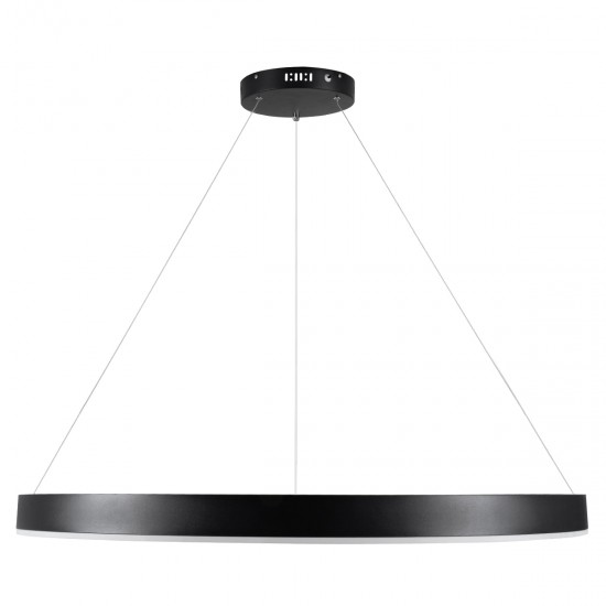 GloboStar® VENOM 61182 Κρεμαστό Φωτιστικό Δαχτυλίδι-Κύκλος LED CCT 75W 8818lm 120° AC 220-240V - Εναλλαγή Φωτισμού μέσω Τηλεχειριστηρίου All In One Ψυχρό 6000K+Φυσικό 4500K+Θερμό 2700K Dimmable Φ100cm - Μαύρο - 3 Years Warranty