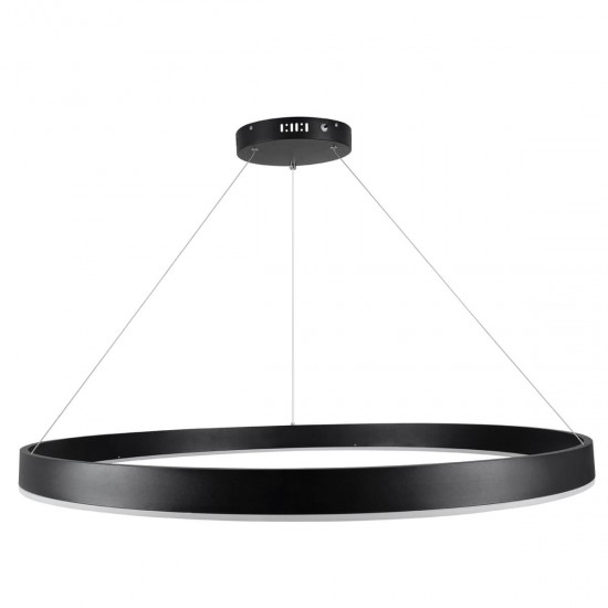 GloboStar® VENOM 61182 Κρεμαστό Φωτιστικό Δαχτυλίδι-Κύκλος LED CCT 75W 8818lm 120° AC 220-240V - Εναλλαγή Φωτισμού μέσω Τηλεχειριστηρίου All In One Ψυχρό 6000K+Φυσικό 4500K+Θερμό 2700K Dimmable Φ100cm - Μαύρο - 3 Years Warranty