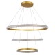 GloboStar® DIAMOND TRIO 61139 Κρεμαστό Φωτιστικό Δαχτυλίδι-Κύκλος LED CCT 120W 14723lm 360° AC 220-240V - Εναλλαγή Φωτισμού μέσω Τηλεχειριστηρίου All In One Ψυχρό 6000k+Φυσικό 4500k+Θερμό 2700k Dimmable Φ40+60+80cm - Χρυσό Βούρτσας - 3 Years Warranty