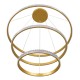 GloboStar® DIAMOND TRIO 61139 Κρεμαστό Φωτιστικό Δαχτυλίδι-Κύκλος LED CCT 120W 14723lm 360° AC 220-240V - Εναλλαγή Φωτισμού μέσω Τηλεχειριστηρίου All In One Ψυχρό 6000k+Φυσικό 4500k+Θερμό 2700k Dimmable Φ40+60+80cm - Χρυσό Βούρτσας - 3 Years Warranty