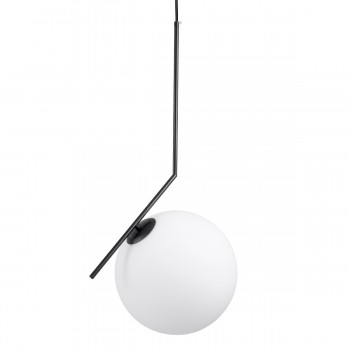 GloboStar® MONROE 00957 Μοντέρνο Κρεμαστό Φωτιστικό Οροφής Μονόφωτο 1 x E27 Μαύρο - Λευκό Μεταλλικό Μπάλα Φ30 x Υ75cm