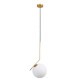 GloboStar® MONROE 00956 Μοντέρνο Κρεμαστό Φωτιστικό Οροφής Μονόφωτο 1 x E27 Χρυσό - Λευκό Μεταλλικό Μπάλα Φ30 x Υ75cm