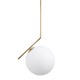 GloboStar® MONROE 00956 Μοντέρνο Κρεμαστό Φωτιστικό Οροφής Μονόφωτο 1 x E27 Χρυσό - Λευκό Μεταλλικό Μπάλα Φ30 x Υ75cm