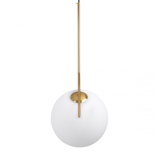 GloboStar® MONROE 00956 Μοντέρνο Κρεμαστό Φωτιστικό Οροφής Μονόφωτο 1 x E27 Χρυσό - Λευκό Μεταλλικό Μπάλα Φ30 x Υ75cm