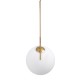 GloboStar® MONROE 00956 Μοντέρνο Κρεμαστό Φωτιστικό Οροφής Μονόφωτο 1 x E27 Χρυσό - Λευκό Μεταλλικό Μπάλα Φ30 x Υ75cm