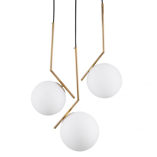 GloboStar® MONROE 00953 Μοντέρνο Κρεμαστό Φωτιστικό Οροφής Τρίφωτο 3 x E27 Χρυσό - Λευκό Μεταλλικό Μπάλα Φ60 x Υ50cm GloboStar® MONROE 00953 Μοντέρνο Κρεμαστό Φωτιστικό Οροφής Τρίφωτο 3 x E27 Χρυσό - Λευκό Μεταλλικό Μπάλα Φ60 x Υ50cm