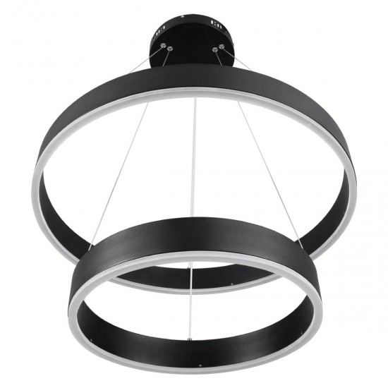 GloboStar® VENOM DUO 61185 Κρεμαστό Φωτιστικό Δαχτυλίδι-Κύκλος LED CCT 75W 8818lm 120° AC 220-240V - Εναλλαγή Φωτισμού μέσω Τηλεχειριστηρίου All In One Ψυχρό 6000K+Φυσικό 4500K+Θερμό 2700K Dimmable Φ40+60cm - Μαύρο - 3 Years Warranty