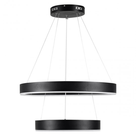 GloboStar® VENOM DUO 61185-DECO Κρεμαστό Φωτιστικό Δαχτυλίδι-Κύκλος LED CCT 75W 8818lm 120° AC 220-240V - Εναλλαγή Φωτισμού μέσω Τηλεχειριστηρίου All In One Ψυχρό 6000K+Φυσικό 4500K+Θερμό 2700K Dimmable Φ40+60cm - Μαύρο - 3 Years Warranty