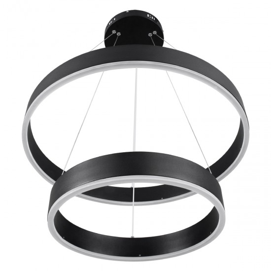 GloboStar® VENOM DUO 61185-DECO Κρεμαστό Φωτιστικό Δαχτυλίδι-Κύκλος LED CCT 75W 8818lm 120° AC 220-240V - Εναλλαγή Φωτισμού μέσω Τηλεχειριστηρίου All In One Ψυχρό 6000K+Φυσικό 4500K+Θερμό 2700K Dimmable Φ40+60cm - Μαύρο - 3 Years Warranty