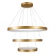 GloboStar® NEMESIS TRIO 61172-DECO Κρεμαστό Φωτιστικό Δαχτυλίδι-Κύκλος LED CCT 120W 14723lm 360° AC 220-240V - Εναλλαγή Φωτισμού μέσω Τηλεχειριστηρίου All In One Ψυχρό 6000k+Φυσικό 4500k+Θερμό 2700k Dimmable Φ40+60+80cm - Χρυσό Βούρτσας - 3 Years Warranty