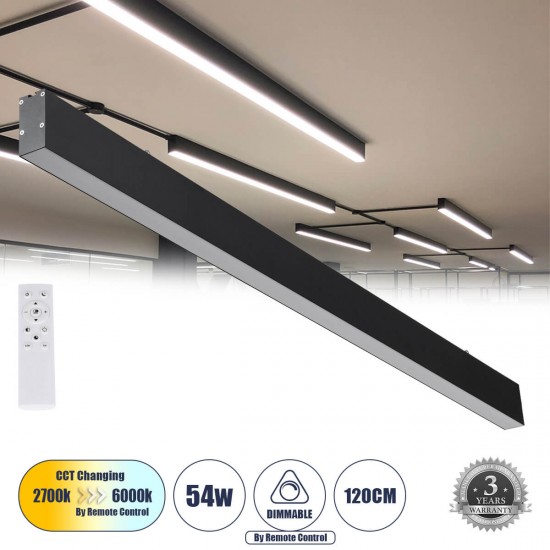 GloboStar® FELIX 61028-S Γραμμικό Φωτιστικό Οροφής Linear LED CCT 54W 6500lm 120° AC 220-240V Μ120 x Π3.5 x Υ7cm - Εναλλαγή Φωτισμού μέσω Τηλεχειριστηρίου All In One Ψυχρό 6000k+Φυσικό 4500k+Θερμό 2700k Dimmable - Μαύρο - 3 Years Warranty GloboStar® FELIX 61028-S Γραμμικό Φωτιστικό Οροφής Linear LED CCT 54W 6500lm 120° AC 220-240V Μ120 x Π3.5 x Υ7cm - Εναλλαγή Φωτισμού μέσω Τηλεχειριστηρίου All In One Ψυχρό 6000k+Φυσικό 4500k+Θερμό 2700k Dimmable - Μαύρο - 3 Years Warranty