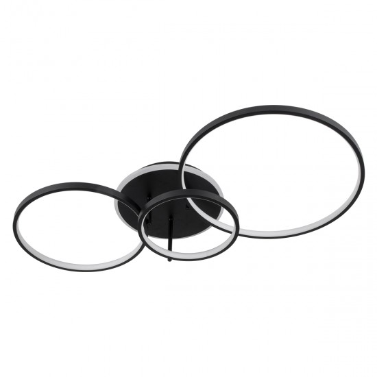 GloboStar® NEMESIS 61108 Φωτιστικό Οροφής Δαχτυλίδι-Κύκλος LED CCT 98W 11858lm 360° AC 220-240V - Εναλλαγή Φωτισμού μέσω Τηλεχειριστηρίου All In One Ψυχρό 6000k+Φυσικό 4500k+Θερμό 2700k Dimmable Φ25+35+45cm+BackLight - Μαύρο - 3 Years Warranty