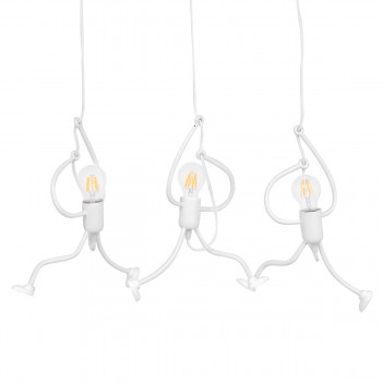 GloboStar® FIGURE 10000981 Μοντέρνο Κρεμαστό Παιδικό Φωτιστικό Οροφής Τρίφωτο 3 x E27 Λευκό Μεταλλικό Φιγούρα Μ70 x Π10 x Υ105cm