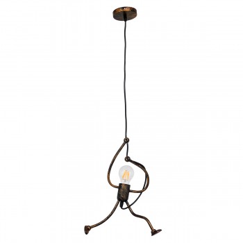 GloboStar® FIGURE 10001653 Μοντέρνο Κρεμαστό Παιδικό Φωτιστικό Οροφής Μονόφωτο 1 x E27 Μπρούτζινο Μεταλλικό Φιγούρα Φ20 x Υ40cm