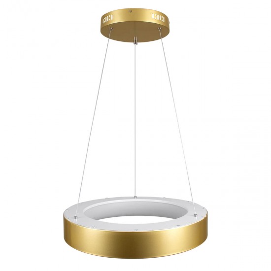 GloboStar® SALEM 61243 Κρεμαστή Πλαφονιέρα Οροφής Δαχτυλίδι-Κύκλος LED CCT 75W 8625lm 120° AC 220-240V - Εναλλαγή Φωτισμού μέσω Τηλεχειριστηρίου All In One Ψυχρό 6000k+Φυσικό 4500k+Θερμό 2700k Dimmable Φ45cm - Χρυσό Σαμπανιζέ - 3 Years Warranty