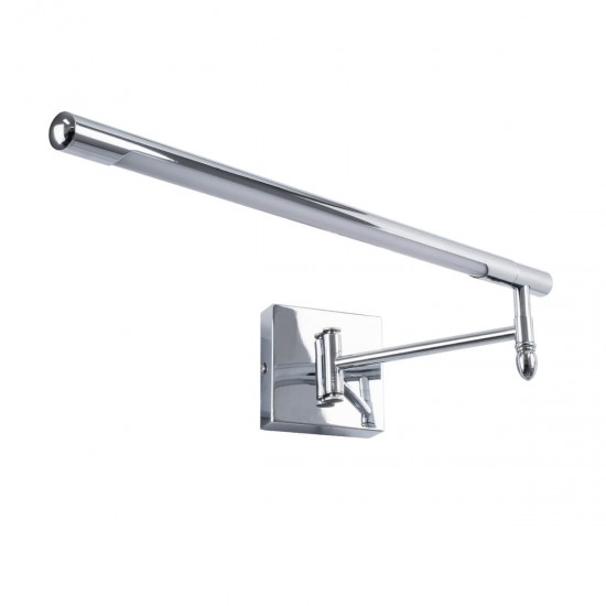 GloboStar® FRIDA 60458 Μοντέρνο Φωτιστικό Τοίχου - Απλίκα Καθρέπτη Μπάνιου - Πίνακα LED 12W 1400lm 120° AC 220-240V IP44 Μ51 x Π9 έως Π68(Ρυθμιζόμενο) x Υ10cm - Φυσικό Λευκό 4500K - Χρώμιο Νίκελ - 3 Years Warranty