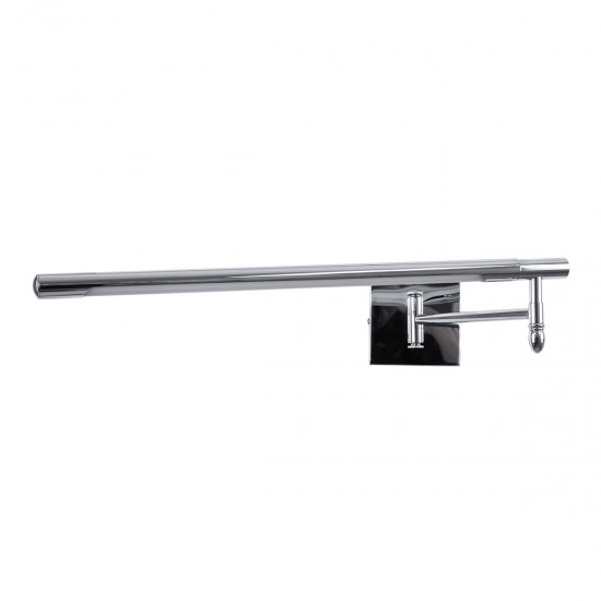 GloboStar® FRIDA 60458 Μοντέρνο Φωτιστικό Τοίχου - Απλίκα Καθρέπτη Μπάνιου - Πίνακα LED 12W 1400lm 120° AC 220-240V IP44 Μ51 x Π9 έως Π68(Ρυθμιζόμενο) x Υ10cm - Φυσικό Λευκό 4500K - Χρώμιο Νίκελ - 3 Years Warranty