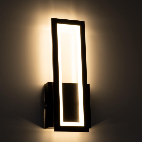 GloboStar® TIARA 61327 Φωτιστικό Τοίχου - Απλίκα Design LED CCT 12W 1440lm 360° AC 220-240V - Εναλλαγή Φωτισμού μέσω Διακόπτη On/Off All In One Ψυχρό 6000k+Φυσικό 4500k+Θερμό 2700k Μ12.5 x Π4 x Υ32cm - Μαύρο - 3 Years Warranty