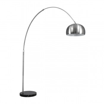 GloboStar® PRAGUE 00990 Μοντέρνο Φωτιστικό Δαπέδου Μονόφωτο 1 x E27 Ασημί Μεταλλικό Καμπάνα & Μαύρη Μαρμάρινη Βάση L210 x W45 x H220cm