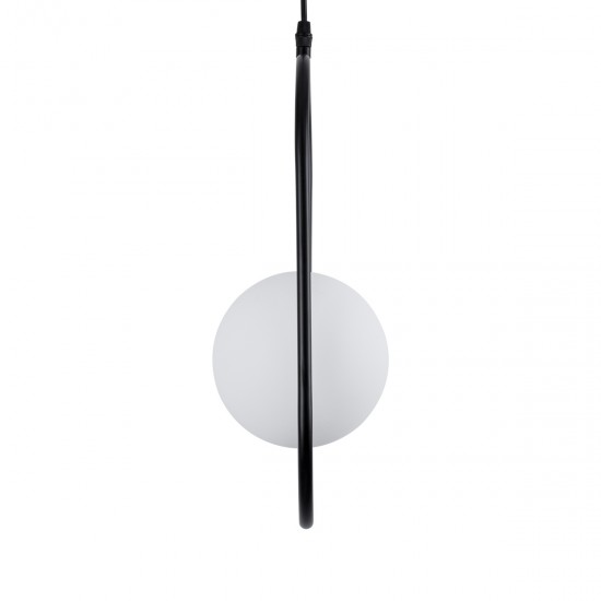GloboStar® HAMBURG 00589 Μοντέρνο Κρεμαστό Φωτιστικό Οροφής Μονόφωτο 1 x G9 Μαύρο Μεταλλικό Γυάλινο Μπάλα Μ20 x Π15 x Υ40cm