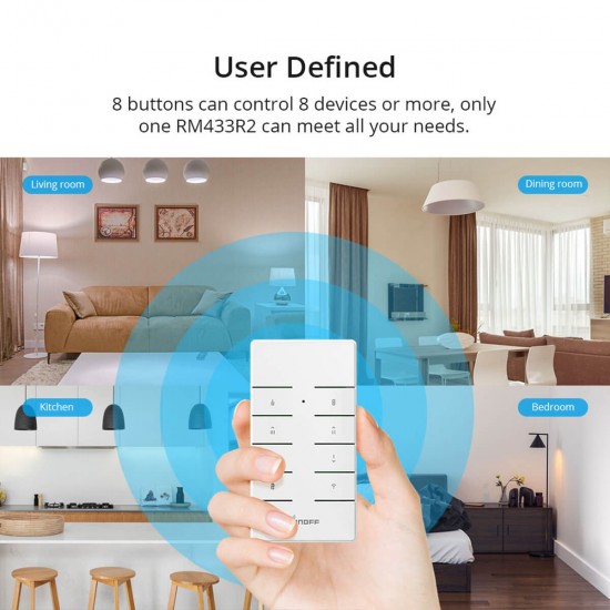 GloboStar® 80074 SONOFF RM433R2 - Remote Controller RF 433Mhz 8 Key (Battery Included) GloboStar® 80074 SONOFF RM433R2 - Remote Controller RF 433Mhz 8 Key (Battery Included)