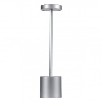 GloboStar® JOJO 76521 Μοντέρνο Επιτραπέζιο Φωτιστικό Πορτατίφ LED 1.5W 105lm 120° DC 5V Επαναφορτιζόμενο με Μπαταρία Li-ion 1800mAh - Διακόπτη Αφής με 3 Εναλλαγές Φωτισμού CCT Θερμό - Φυσικό - Ψυχρό 1500K - 4500K - 6000K Dimmable - D8 x H34cm - Ασημί
