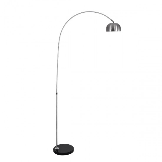 GloboStar® PRAGUE 00989 Μοντέρνο Φωτιστικό Δαπέδου Μονόφωτο 1 x E27 Ασημί Μεταλλικό Καμπάνα & Μαύρη Μαρμάρινη Βάση L90 x W29.5 x H180cm
