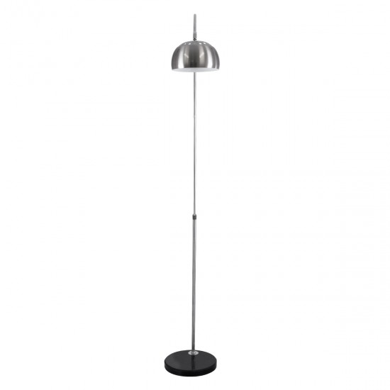 GloboStar® PRAGUE 00989 Μοντέρνο Φωτιστικό Δαπέδου Μονόφωτο 1 x E27 Ασημί Μεταλλικό Καμπάνα & Μαύρη Μαρμάρινη Βάση L90 x W29.5 x H180cm