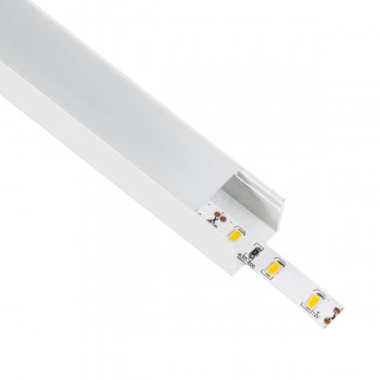 GloboStar® 70868-1M Επιφανειακό Προφίλ Αλουμινίου Λευκό με Λευκό Οπάλ Κάλυμμα για έως 2 Σειρές Ταινίας LED Πατητό - Press On 1 Μέτρο