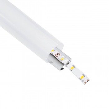 GloboStar® 70853-3M Κρεμαστό Προφίλ Αλουμινίου Ανοδιωμένο με Στρόγγυλο Λευκό Οπάλ Κάλυμμα για έως 2 Σειρές Ταινίας LED Πατητό - Press On 3 Μέτρα