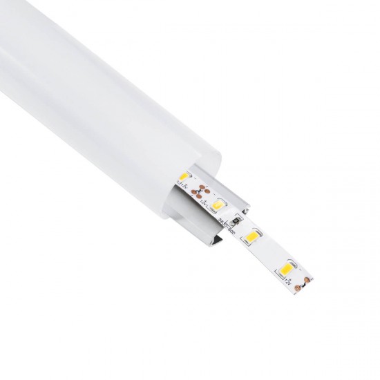 GloboStar® 70853-3M Κρεμαστό Προφίλ Αλουμινίου Ανοδιωμένο με Στρόγγυλο Λευκό Οπάλ Κάλυμμα για έως 2 Σειρές Ταινίας LED Πατητό - Press On 3 Μέτρα