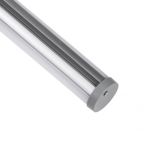 GloboStar® 70853-3M Κρεμαστό Προφίλ Αλουμινίου Ανοδιωμένο με Στρόγγυλο Λευκό Οπάλ Κάλυμμα για έως 2 Σειρές Ταινίας LED Πατητό - Press On 3 Μέτρα